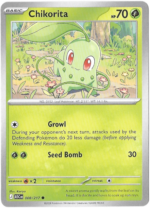 Ascending Heroes: Chikorita - 008/217 - Normal - NM