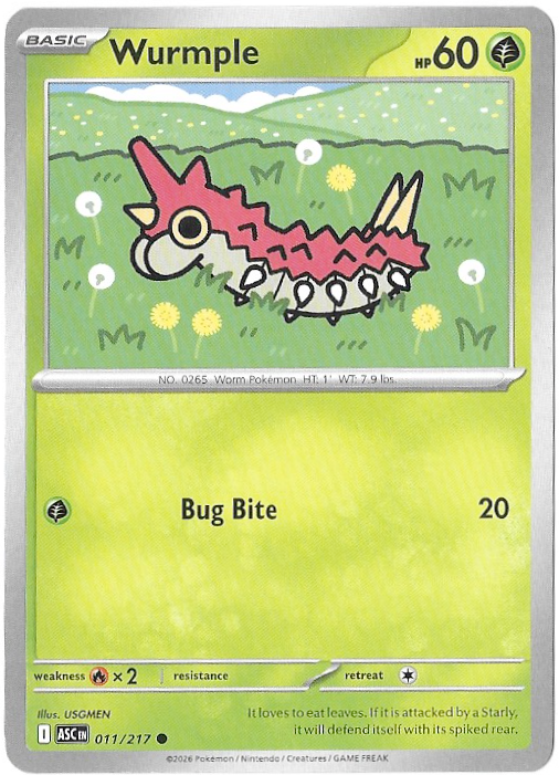 Ascending Heroes: Wurmple - 011/217 - Normal - NM