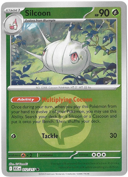 Ascending Heroes: Silcoon - 012/217 - Reverse Holofoil Energy - NM