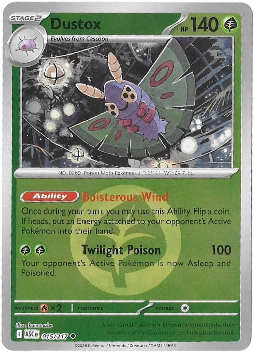 Ascending Heroes: Dustox - 015/217 - Reverse Holofoil Energy - NM