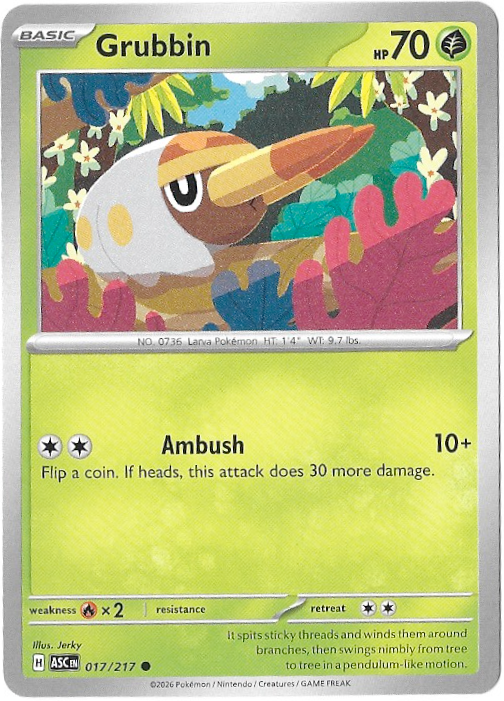 Ascending Heroes: Grubbin - 017/217 - Normal - NM