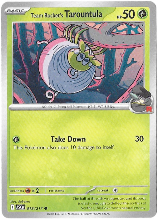 Ascending Heroes: Team Rocket's Tarountula - 018/217 - Normal - NM