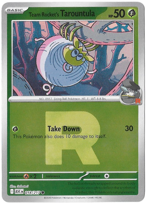 Ascending Heroes: Team Rocket's Tarountula - 018/217 - Reverse Holofoil Rocket - NM